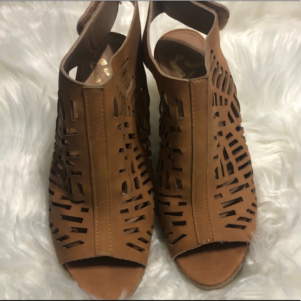 Report Brown Cutout Heels